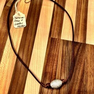 Swarovski Bead and Leather Necklace